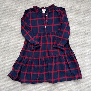 Jcrew Girls Soft Cotton Navy Plaid Dress (7)